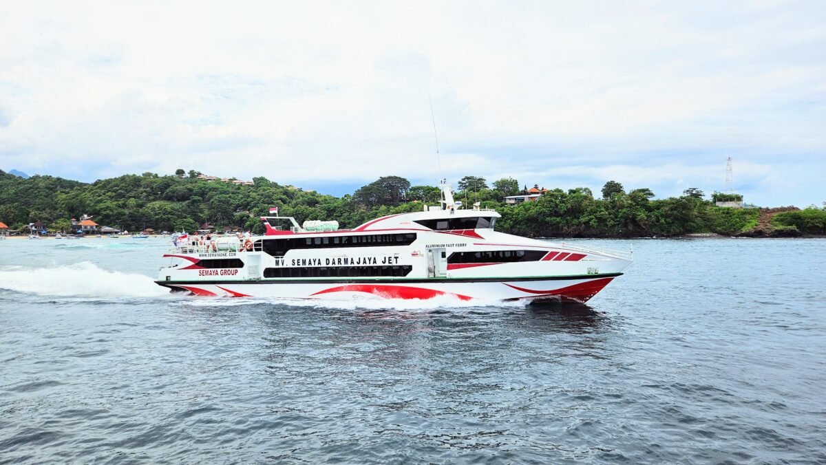 Fast boat from Bali to Gili Islands near Padang Bai harbor