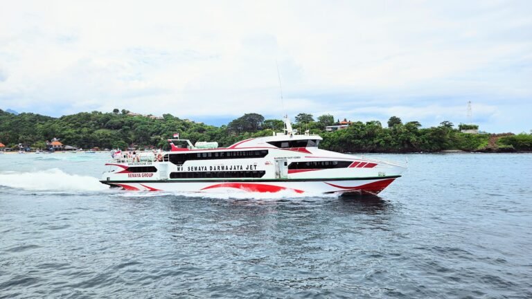 Fast boat from Bali to Gili Islands near Padang Bai harbor